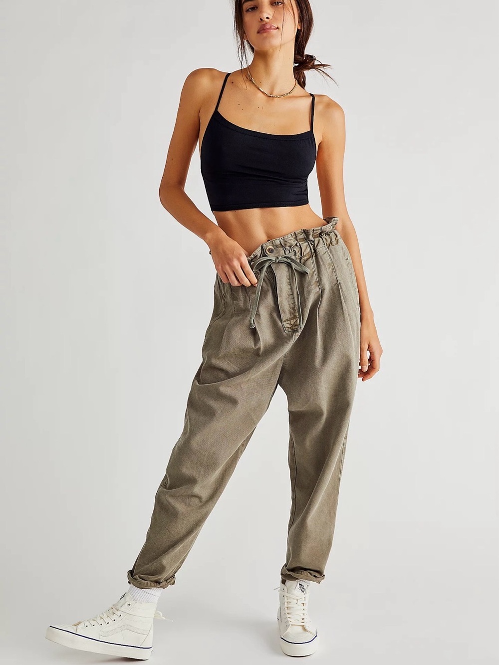 Free People Margate Pleated Tapered Pants in Camel Brown Size S - Picture 8 of 8